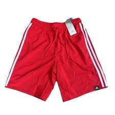 adidas Classic 3-Stripes Swim Shorts Size Small Red Mens New