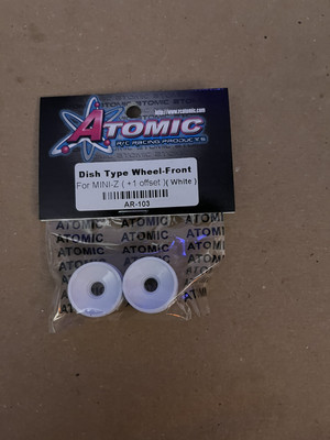 Atomic R/C Kyosho MINI-Z AR-103 AR103 Dish Type Wheel - Front (+1 offset) White