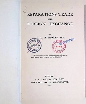 Reparations Trade and Foreign Exchange Angas, L.L.B.: