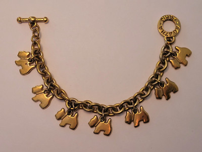 Charming Vintage AGATHA PARIS Scottie Charm Bracelet ~ Toggle Closure