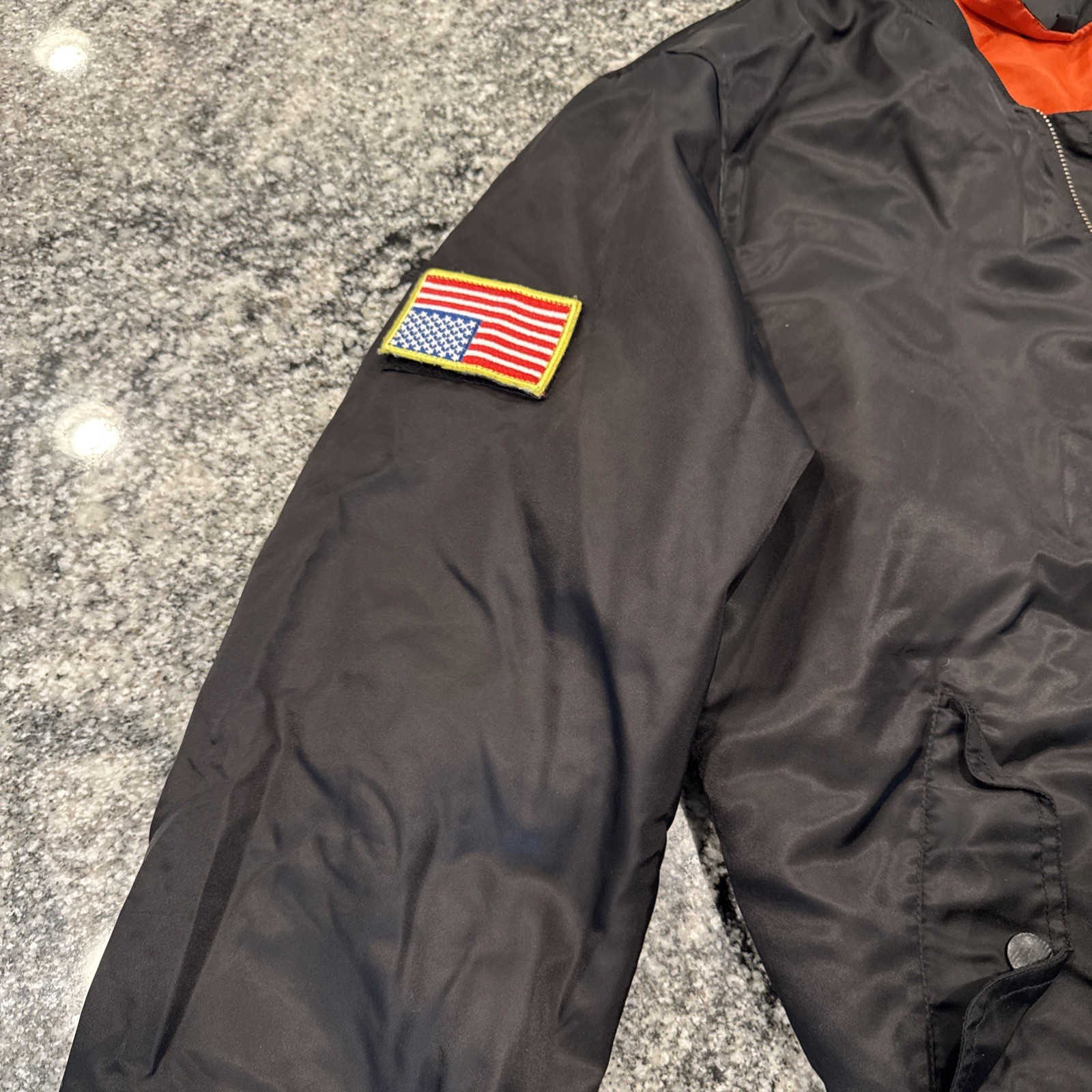 REVERSIBLE FLIGHT BOMBER JACKET With Patch BLACK … - image 9