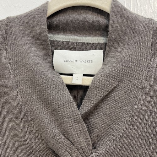 Brochu Walker Looker Layered V Neck Merino Wool Sweater Grey Size L - Picture 8 of 9