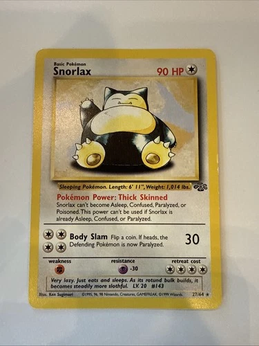 Pokemon Snorlax 27/64 Jungle Non-Holo Rare Card