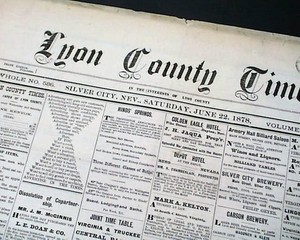 Rare GHOST TOWN of Silver City Nevada NV Mining Wild Old West 1878 Newspaper
