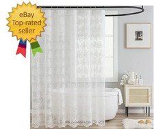 White Lace Shower Curtain with Attach Valance, Elegant Floral Shower Curtain Lac