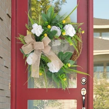 Artificial Spring Wreath for Front Door or Porch, Multicolor Flower
