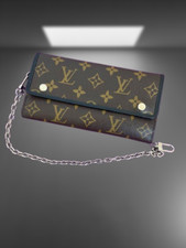 Auth Louis Vuitton Monogram Macassar Portefeuille Ron Trifold Long Wallet M60168