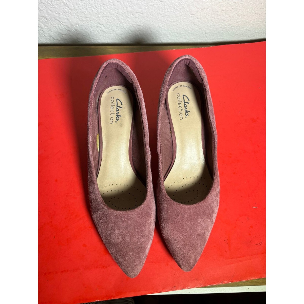 Clarks Heels Ultimate Comfort Collection Suede Blush Pink Women’s Size  Shoes