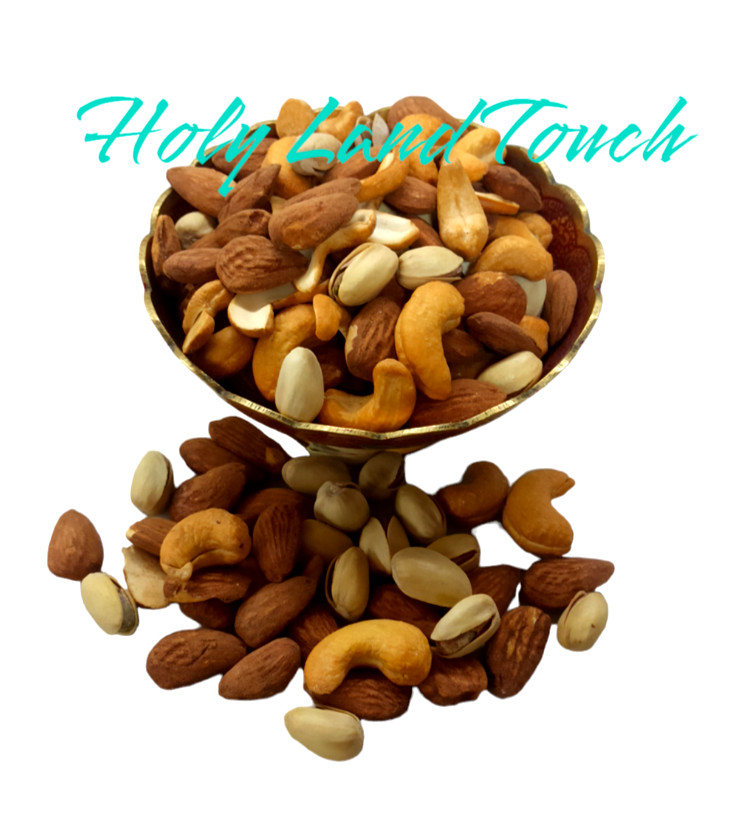 Nueces mixtas saladas y recién tostadas anacardo almendras y pistachos Tierra Santa