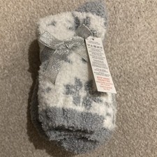 Cosy Socks Cream And Grey Sparkly Snowflake New