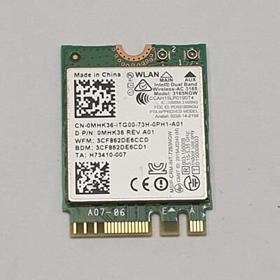 Dell Vostro 15 5000 Series WLAN Karte Intel Dual Band Wireless AC 3165NGW Modul