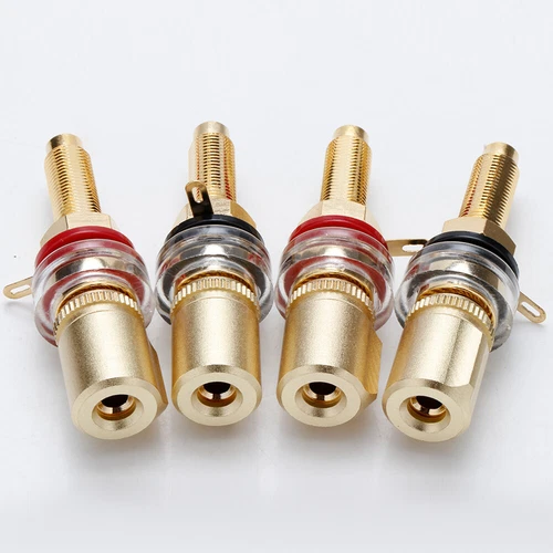 4 Stück Klemmenblock vergoldet Audio ​Stecker Polklemme Bananenbuchse NEU - Bild 7 von 9