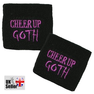 2XPair of Cheer Up Goth Sweatband Football Gym Sports Cheer Squad Wristband 2XPair of Cheer Up Goth Sweatband Football Gym Sports Cheer Squad Wristband
