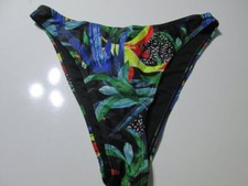 Nasty Gal Womens Size 4 Bikini Bottom Black Multi Cheeky Leaf Print Swimwear