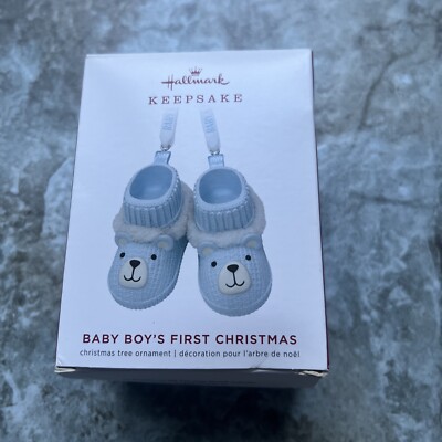 Hallmark  Baby Boy's First Christmas Blue Bear Booties Keepsake Ornament 2019