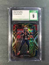 2020 Panini Select #236 Cam Newton Tri-color Die Cut CSG 9