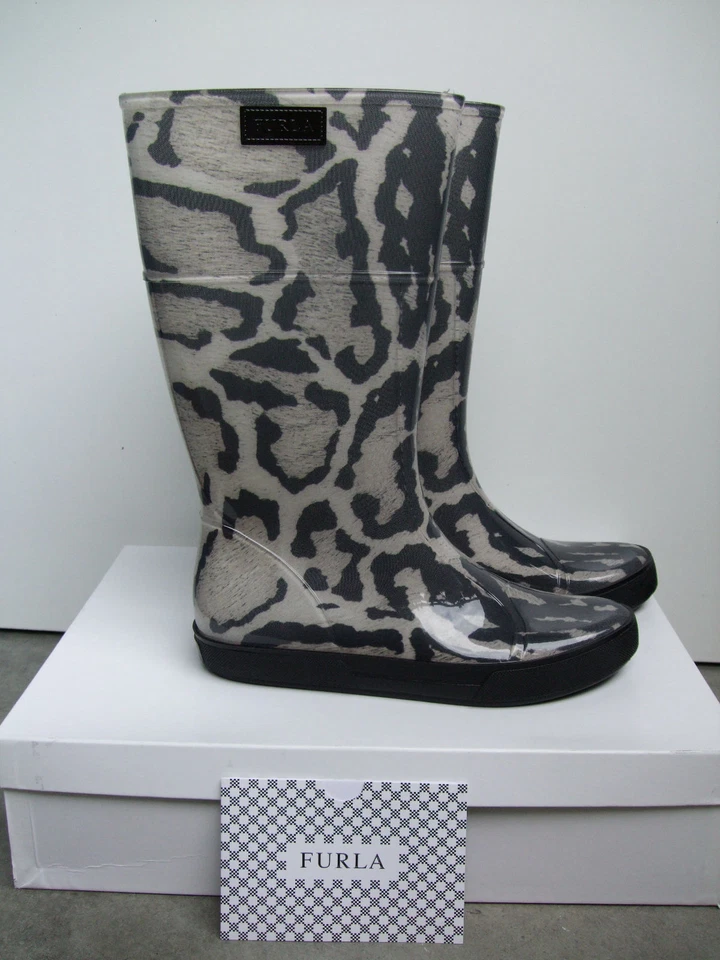 Gummistiefel Marke " FURLA" - Italien, mit animalischem Python Print Gr. 39-40