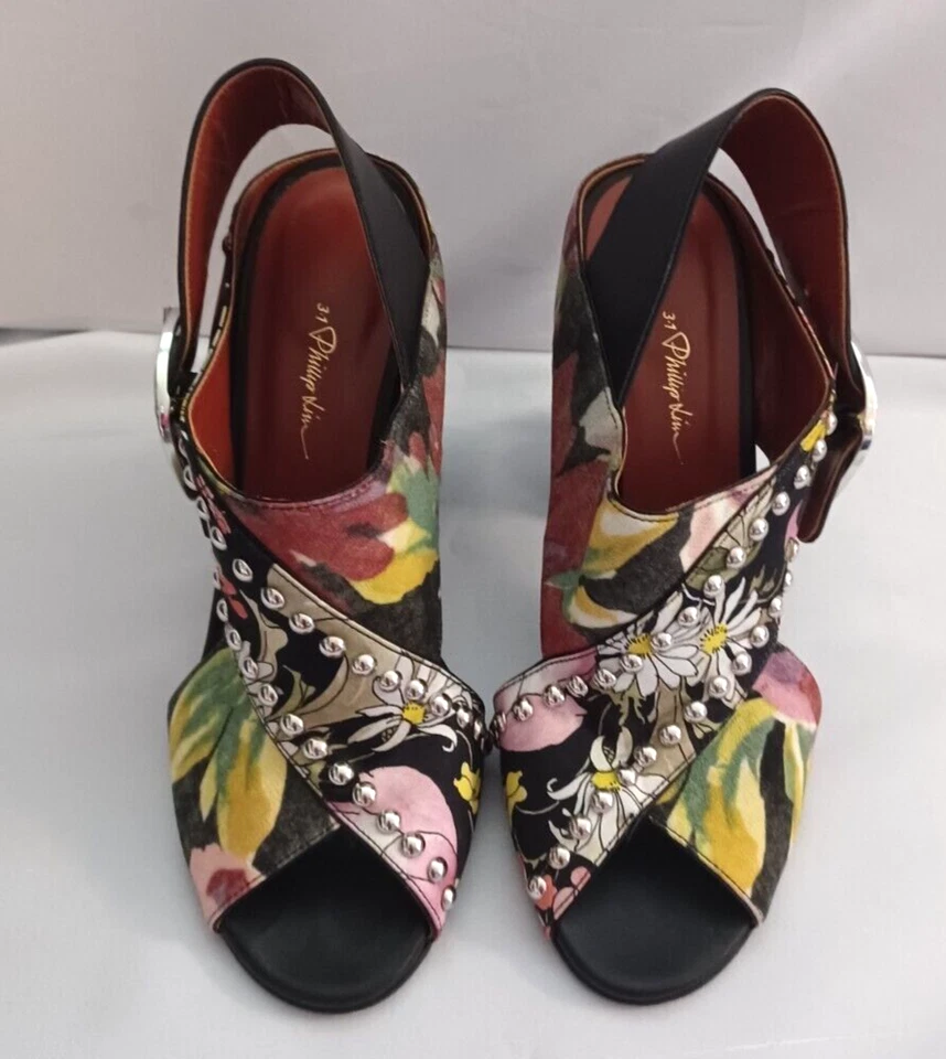Sandalias Zapatos 3.1 PHILLIP LIM Floral Entrecruzado con Cordones en Bloque Talla 39 $695 Foto 4 de 4