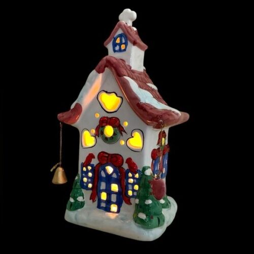 Vintage Village Church Light Up Christmas Ceramic House With Accessory Figures - Picture 3 of 16