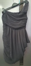 Lipsy Grey One Shoulder Mini Dress UK10 US6 Draped Asymmetric Tulip Party Dress