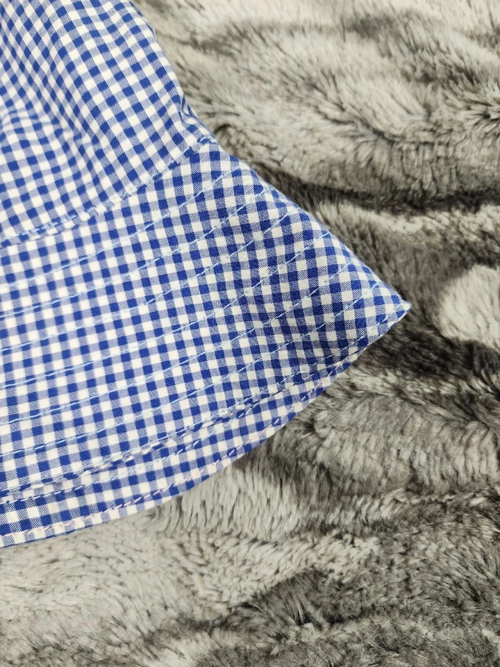 Ralph Lauren Bucket Hat Blue Micro Check Kids Size S/M Blue Label Yellow Pony - Image 2 of 4