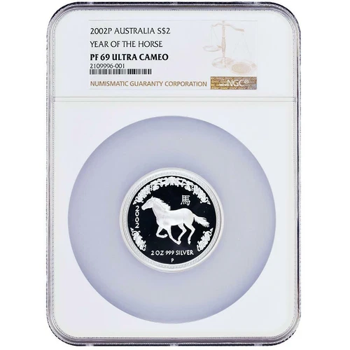 Australia 2 Dollar Year of the Horse PF 69 NGC Series I silver coin 2002