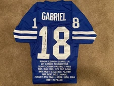 ROMAN GABRIEL Signed Stat Jersey - Los Angeles LA Rams NFL MVP 69 Inscription