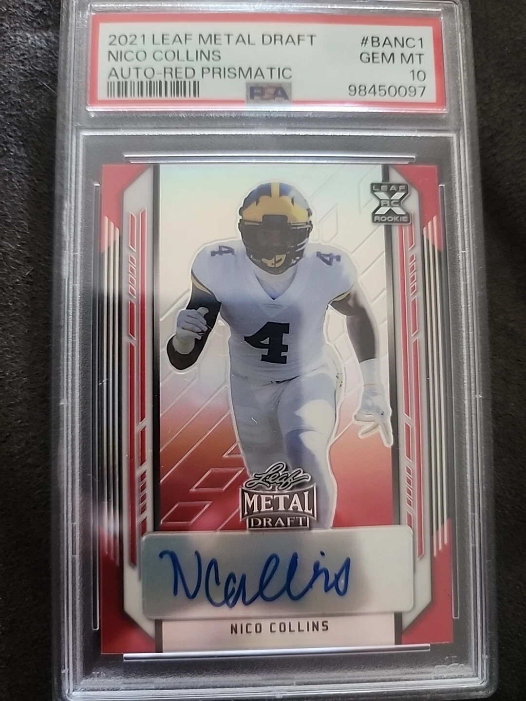 Nico Collins Leaf Metal Draft Flashback Autographs #BANC1 Red Prismatic