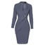 thumbnail 10 - Women Solid Turn Down Neck Long Sleeve Buttons Bodycon Dress Work Formal Suits