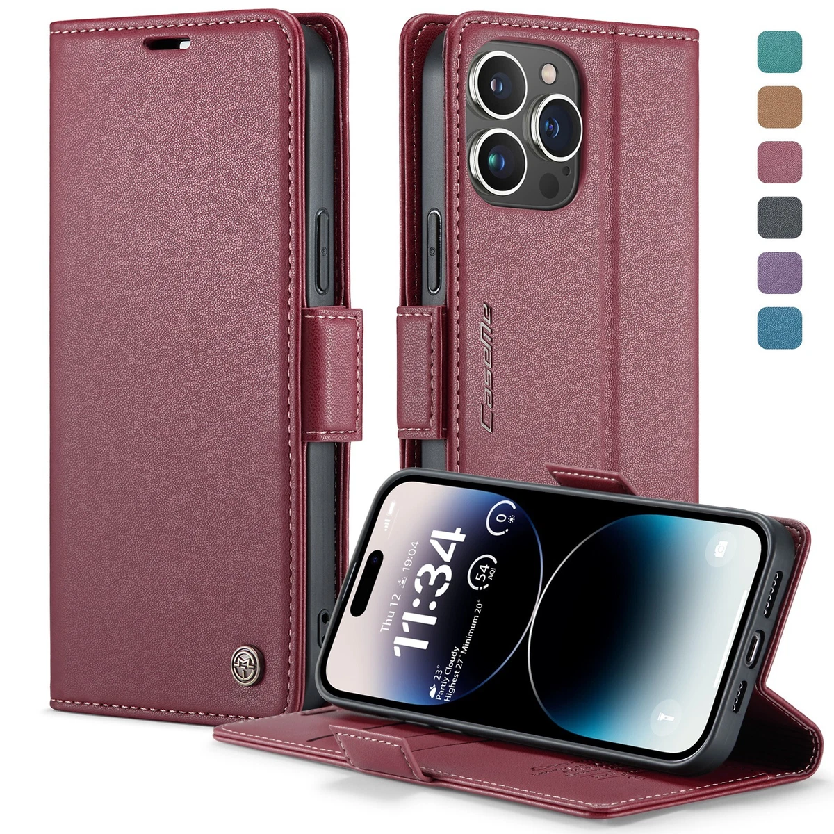 SEAHAI Custodia Portafoglio In Pelle Per Xiaomi Redmi Note 12 Pro 5G, Con Slot Per Carte E Supporto, Magnetica, Marrone - 5