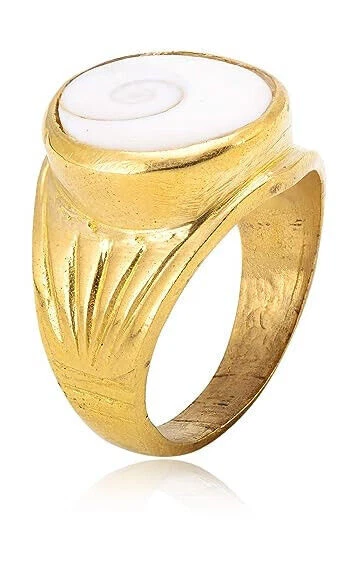 Traditional Gomti Chakra Stone Brass Ring Size 18 For Unisex