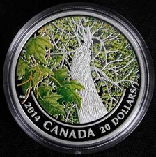 2014 Canadian $20 9999 Silver Coin  Maple Canopy Spring Splendour  Case and COA