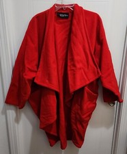 Vtg 70s Bebe LTD Selvy Co Women's Poncho Cape Jacket Red Wool Blend One Size