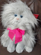Russ Berrie Plush Cat Kitten Purrdy GREY PERSIAN NEW WITH TAGS SITTING 12" TALL