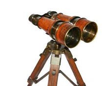 Nautical Vintage Antique Brass Binocular Telescope With Tripod Stand Home Decor