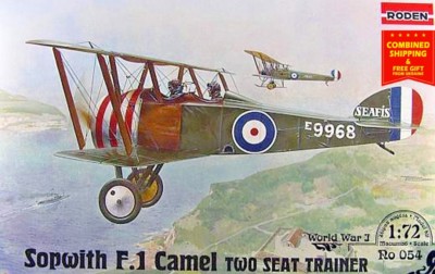 Roden 054 - 1/72 - Sopwith F.1 Camel Raf British fighter-biplane 1917 WWI model