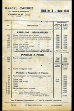 CHAMPAGNOLE (39) WATCH FACTORY BAROMETERS "Marcel CARREZ" Tract Tariffs 1949
