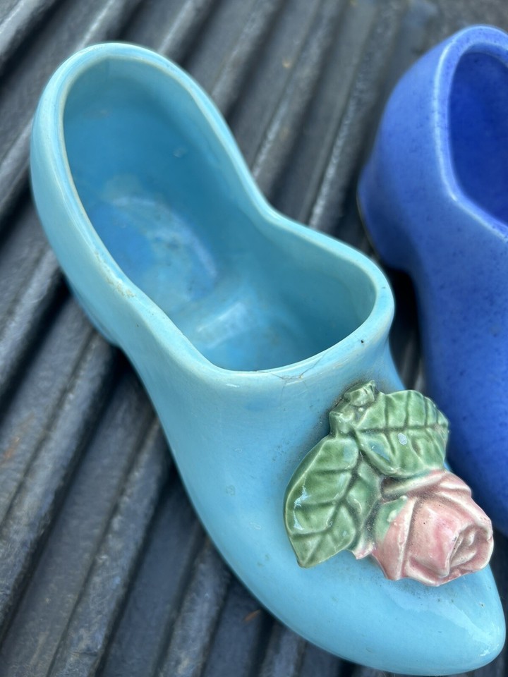 McCoy Pair of Dutch Shoe Planters Pink Rose 8 x 2.5 x 3 inches. Free