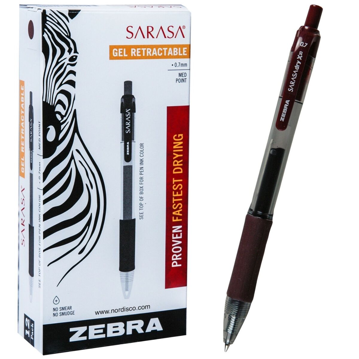 Zebra Pen Sarasa X20 Retractable Gel Ink Pens, Medium Point 0.7mm, Black  Rapid Dry Ink, 4 Pack (Packaging may vary)