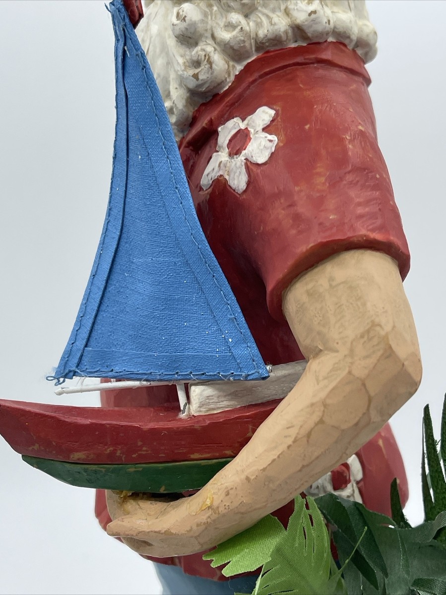 Christmas Coastal Beach Santa Claus Fishing Sailboat Tree Figure