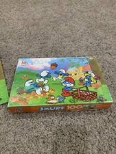 The Smurfs Milton Bradley 100 Piece Jigsaw Puzzle Complete 16x11" 1988