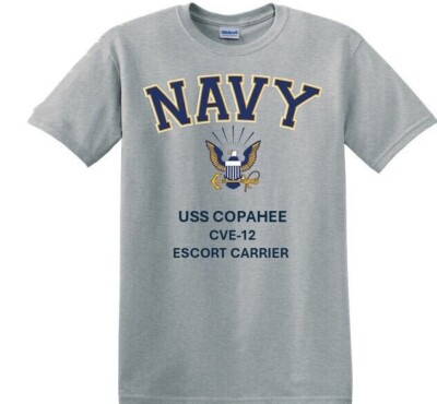 USS COPAHEE  CVE-12*E. CARRIER*NAVY EAGLE*SHIRT. OFFICIALLY LICENSED