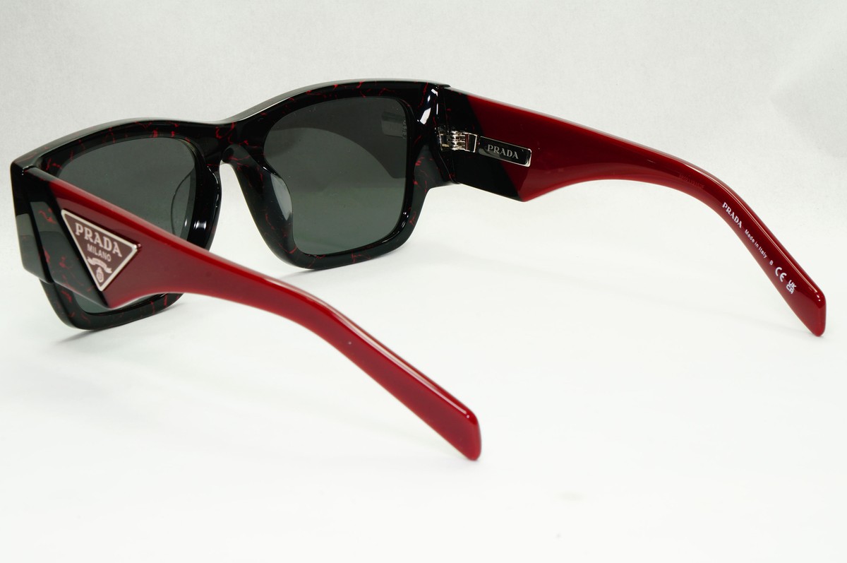 Prada Triangle Sunglasses Black Red Burgundy PR10ZS F SPR 10Z-F