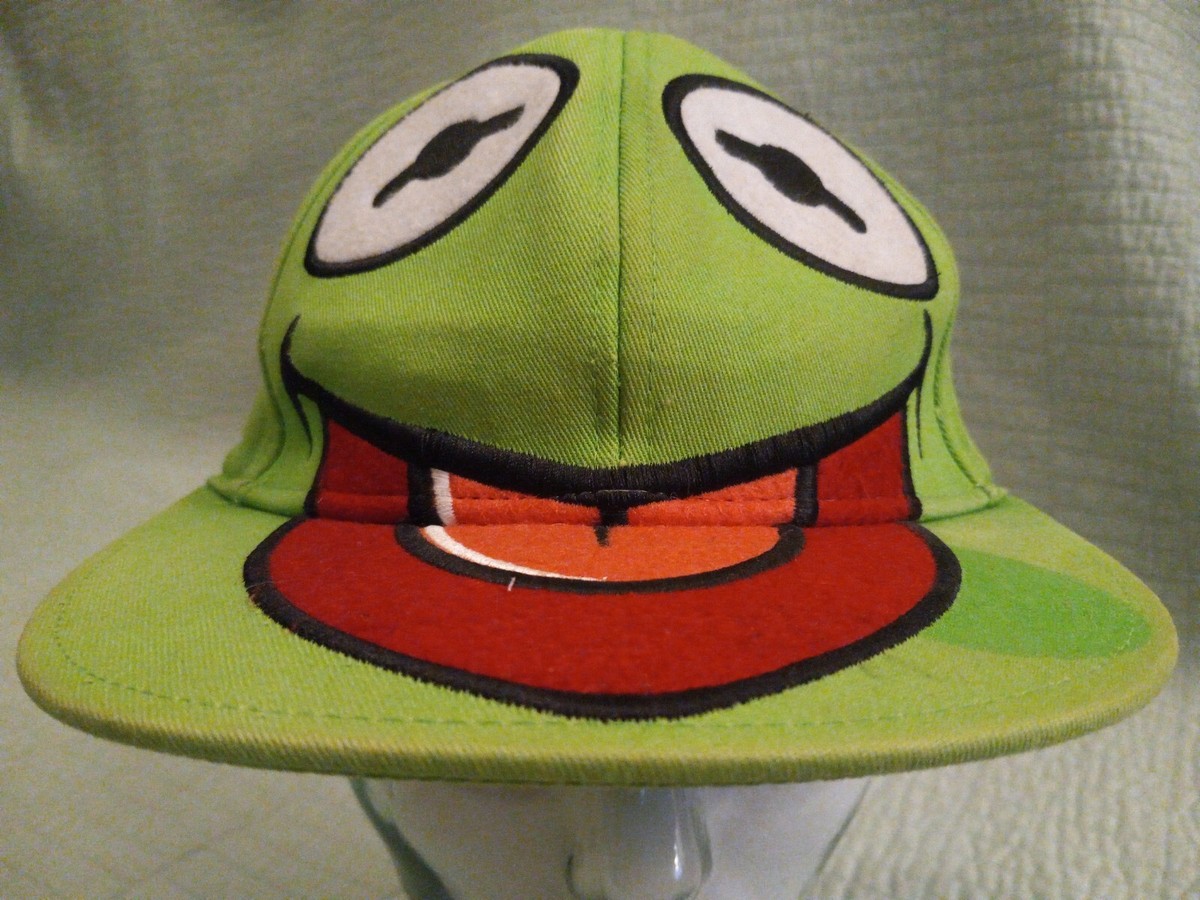 Men's Medium The Muppets Green Kermit The Frog Flat Brim Cap Hat