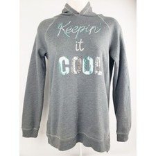 SO PERFECT HOODIE "Keepin' It Cool" Gray HOODIE Blue sequins Girls Size 16