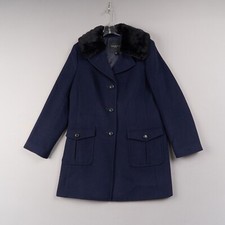 Talbots Peacoat Women 4 Navy Wool Blend Fur C...