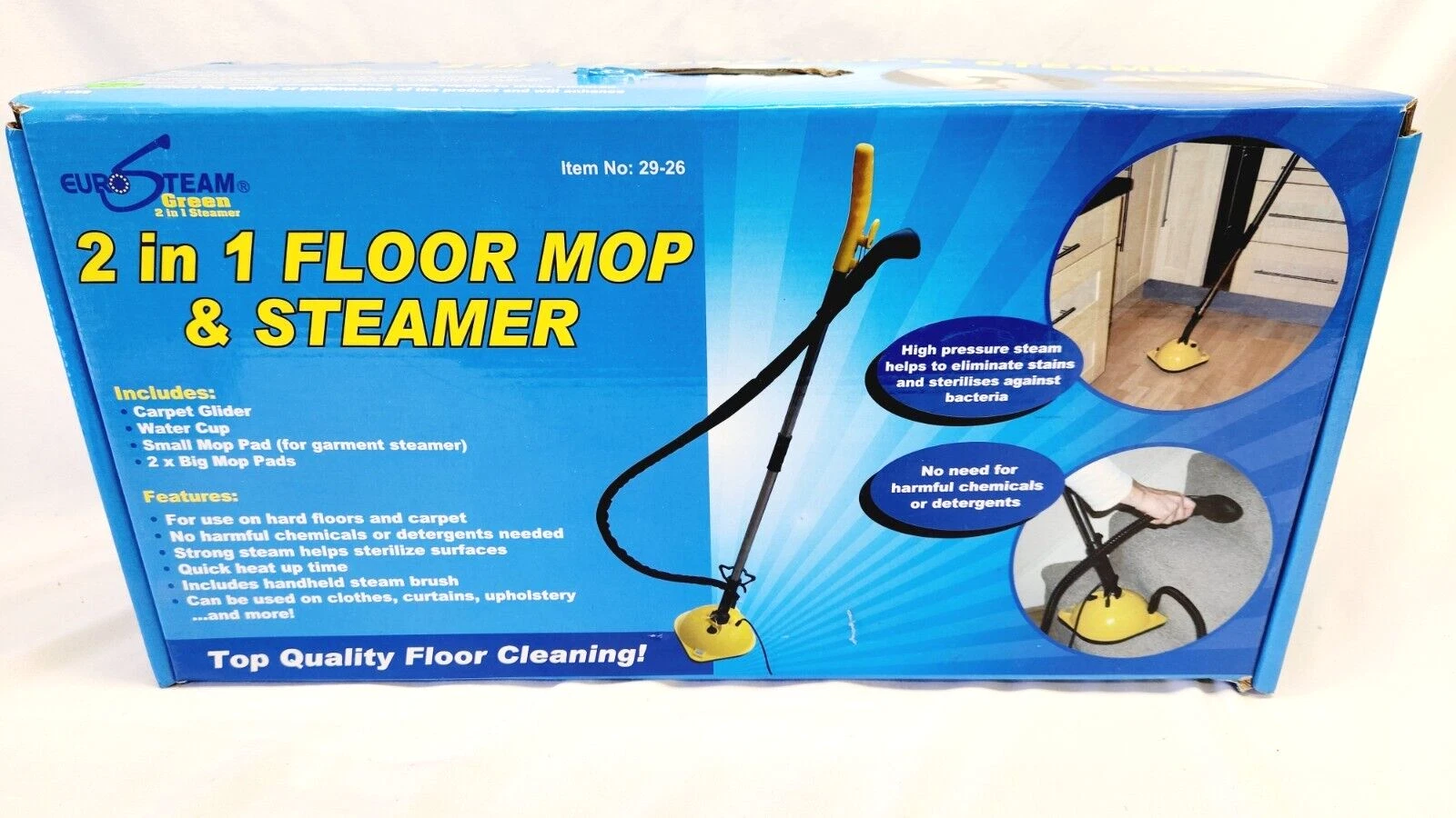EuroSteam Green 2 in 1 Floor Mop & Steamer Item 29-26