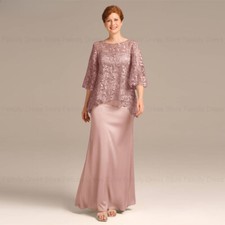 Elegant Mother of the Bride Dresses Sheath Wedding Guest Dress Satin Lace Prom