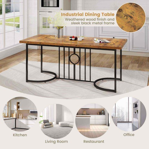 180cm Large Dining Table Farmhouse Rectangular Wood Kitchen Table for 6-8 People - Picture 7 of 11