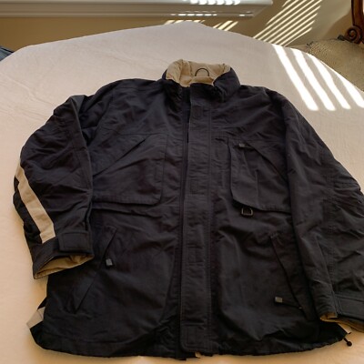 Eddie Bauer Black And Beige Winter's Edge Lined Coat Mens XL